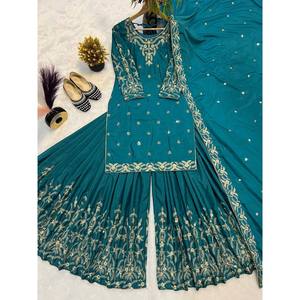 Ensemble de broderie Moti pour femmes, haut-bas et dupatta pour les fêtes - Product Image 1