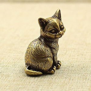 Golden Brass Cat <b>Table</b> Centerpiece Modern Decorative Statue For Dining Room Console Shelf And Interior Decoration - Product Image 2