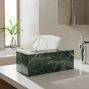 Accessoire de maison de luxe, dernier design, boîte à mouchoirs suspendue en marbre vert, faite à la main, imperméable, écologique, durable et décorative - Product Image 1