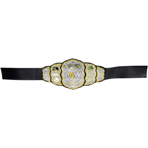 Ceinture de champion du monde de lutte AEW avec emblèmes argentés et dorés, qualité supérieure, ceinture de titre en cuir personnalisable - Product Image 1