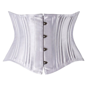 Women <b>White</b> Satin Waist Cincher Firm Control Shapewear Hook-and-Eye Design Breathable Daily Use <b>Corset</b> Style - Product Image 1
