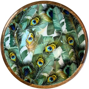 Tazón de Servir Ecológico de Madera de Acacia Natural 2026 con Diseño de Flores Tropicales para Servir Aperitivos en Fiestas - Product Image 2