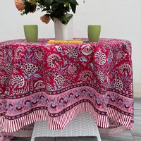 Nappe de table en coton indien imprimé à la main, écologique, durable, lavable, grande taille, style classique