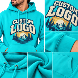 Sudadera con capucha informal para hombre, con cremallera, color sólido, manga larga, con bolsillo canguro y cordón ajustable, sudadera francesa de alta calidad - Product Image 5