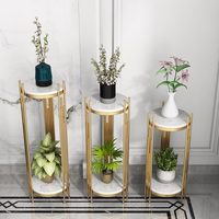 Ensemble de tables d'appoint décoratives en fer doré de luxe, support moderne en métal pour salon et salle à manger, décoration d'hôtel