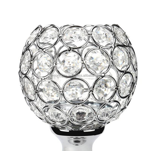 Bougeoir en argent rond Crystal T Light Holder avec des perles pour les mariages et les décorations pour la maison - Product Image 4