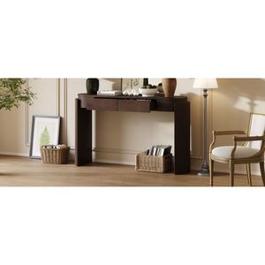 Consolle da ingresso TREXM con finitura effetto legno naturale, piano ovale scanalato e 2 cassetti - Product Image 6