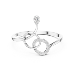 Anillo de oro macizo de 14k para mujer con diamante de corte redondo minimalista de doble forma redonda, ideal para regalo, compromiso, aniversario, boda. - Product Image 4