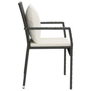 Silla de Jardín Negra con Cojines de Ratán PE Blanco Crema, Juego Estándar - Product Image 6