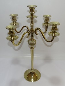 Candelabro de Metal Dorado de 5 Brazos, Portavelas Decorativo para Decoración de Bodas y Hogar - Product Image 1