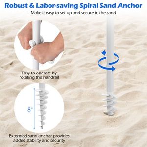 Elegante Ombrellone da Spiaggia Bianco da 6,5 Piedi per Esterni - Product Image 4