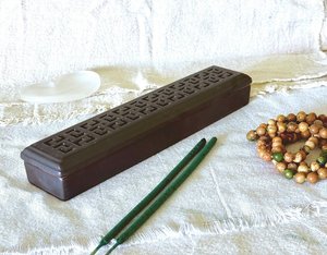 Brûleur d'encens religieux en bois massif fait main de haute qualité avec plateau attrape-cendres durable, décoration intérieure indienne - Product Image 4