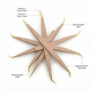 ชุดแหนบปลายขนตาสีทองปลายเปลือยพร้อมปลายเรียบสำหรับการต่อขนตา - Product Image 3
