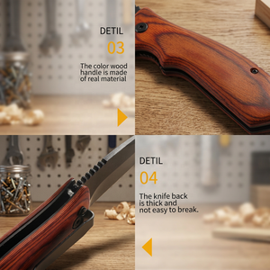 Custom Handmade Stainless Steel folding Knife with Pukka Wood Handle and Fine Leather Sheath Camping Knife outdoor knife edc - Product Image 5