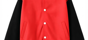 Chaqueta Universitaria Roja Personalizada con Mangas Negras y Rayas Blancas, Unisex, Informal, para Otoño, Corte Regular, Material de Poliéster - Product Image 5