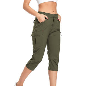 Pantalon Capri pour femme, léger, à séchage rapide, pour entraînement sportif, décontracté, pour l'extérieur, avec poche zippée, respirant - Product Image 1