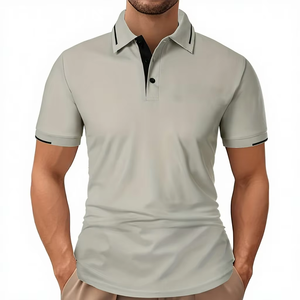 Chemise décontractée pour homme en coton 100% uni à manches courtes, boutonnée, en tissu tricoté léger, respirant et infroissable, fabriquée au Bangladesh - Product Image 1