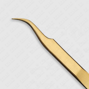 Pinzas Profesionales de Acero Inoxidable Doradas para Extensión de Pestañas con Puntas Rectas y Curvas Dentadas, Opción de Logotipo Personalizado - Product Image 3