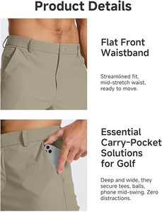 Shorts chino de golf confortables et extensibles en coton 100% écologique pour homme, respirants, longueur genou, pour activités de plein air et voyages, shorts sportifs - Product Image 2