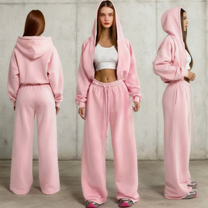 Sudadera con Capucha y Pantalones Cortos Personalizados para Mujer, Térmicos, Gruesos, 500 GSM 350 GSM, de Poliéster/Algodón, con Forro Polar, Bordados, Talla Grande - Product Image 1