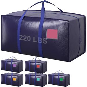 Lot de 6 sacs de déménagement extra-larges et résistants, avec fermeture éclair renforcée, poignées larges, résistants à l'humidité, bacs de rangement en tissu - Product Image 1