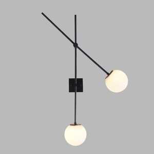 Applique murale minimaliste moderne CH avec abat-jour en verre rond, cadre en métal noir, luminaire d'intérieur pour salon, décoration de la maison - Product Image 2