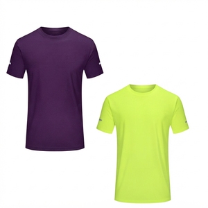 Camiseta Deportiva de Verano para Hombre, Cuello Redondo, Manga Corta, Malla Transpirable, Personalizable, Color Sólido Naranja Verde Lima, Poliéster - Product Image 3