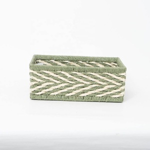 Cestas Rectangulares Duraderas de Papel Trenzado Verde para Organización de Estantes, Almacenamiento Decorativo Sostenible para el Hogar, Vietnam - Product Image 3