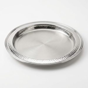 Handmade SS304 Satin Base Buffet <b>Plate</b> 36 cm <b>Large</b> Carvery Size Girija Hammered Band Band for Home Decor Hotels Bright Rim Ins - Product Image 1