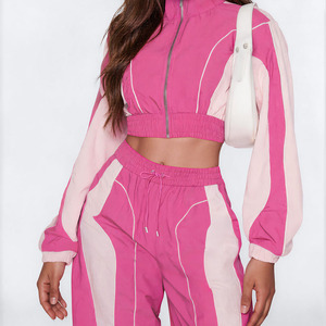 <b>Women</b> Y2K Color Blocking Tracksuit Set Full Sleeve <b>Quarter</b>-<b>Zip</b> Loose Fit With Side Pockets Drawstring Closure Spring Casual - Product Image 5