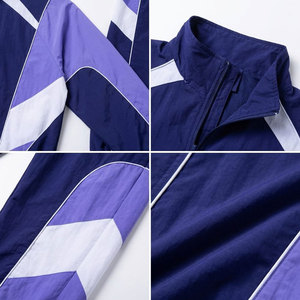 Men's Windproof Color Blocking Zipper Closure Polyester Racer Jacket Set Autumn Wear Windbreaker Slim <b>Fit</b> - Product Image 6