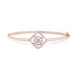 Openwork Square Floral Centerpiece Diamond <b>Bangle</b> <b>Bracelet</b> - Product Image 1
