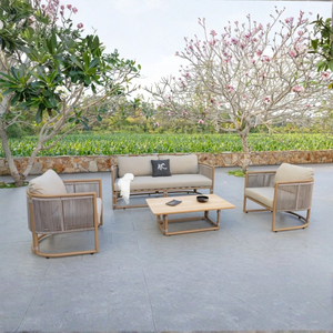 Contemporary Rattan Outdoor <b>Sofa</b> Set with High-Density Foam Cushions for Garden Patio Balcony Seating - Product Image 1