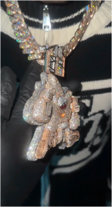 Colgante de plata 925 con incrustaciones de moissanita 3D personalizado de Patrick Star, estilo hip-hop, para unisex. - Product Image 3