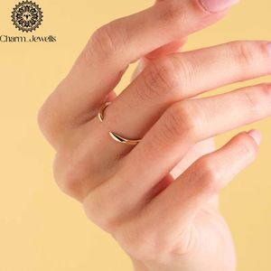 Charm Jewells Minimalist Gold Plated <b>Open</b> <b>Ring</b> with Moissanite Geometric Design Women's Engagement Everyday Wear - Product Image 3