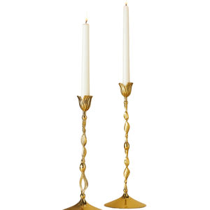 Ensemble de 3 chandeliers décoratifs vintage en laiton doré, supports à bougies classiques solides pour mariage, décoration de table à la maison - Product Image 1