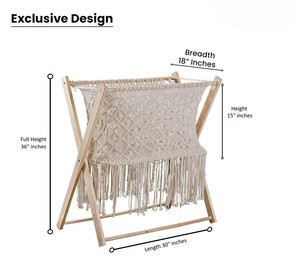 Boho macrame baby cradle with wooden stand handmade cotton rope bassinet <b>swing</b> crib nursery decor foldable frame - Product Image 5