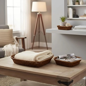 Plateau de service en rotin à motif cœur, parfait pour les hôtels, les resorts, l'usage domestique et la présentation des repas matinaux, fabriqué à la main en Inde - Product Image 5