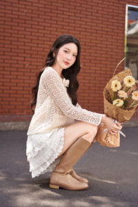 Women's Lace Peter Pan Collar Blouse Long Sleeve Sweet Vintage Style Sheer <b>Layer</b> Embroidered <b>Top</b> Spring Summer ELLIOT - Product Image 4