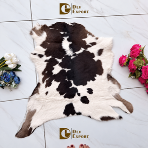 Western Cowhide Leather Area Rugs <b>Dark</b> Brown White Rugs for Modern Living <b>Room</b> Scandinavian Boho Decor 100 % Natural Cowhide - Product Image 3