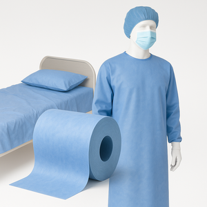 Rollo de Tela No Tejida Hidrófila Laminada, Material de Tela Quirúrgica Impermeable Azul Médico, Precio de Fábrica - Product Image 2
