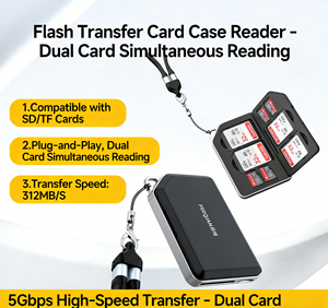 Lecteur de cartes tout-en-un ultra-rapide FEIXUAN 10 Gbit/s CF/SD/TF, lecture simultanée de deux cartes + étui de stockage pour 8 cartes, type C - Product Image 1