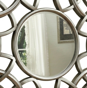 Modern Geometric Iron Frame <b>Round</b> <b>Wall</b> <b>Mirror</b> Silver Finish Decorative Starburst <b>Wall</b> <b>Mirror</b> Luxury Home Decor - Product Image 5