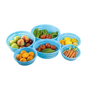 Passoire à légumes en plastique ronde et réutilisable écologique Passoire de cuisine à domicile durable pour le rinçage et l'égouttage des légumes verts à feuilles - Product Image 1