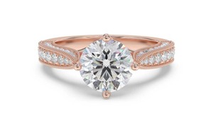 Bague de créateur vintage ronde avec diamant de 0,75 ct, diamant de laboratoire, en or jaune, blanc, rose et platine 18 carats - Product Image 3