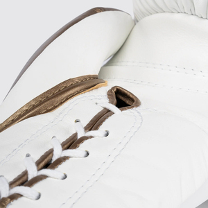 Genuine Leather Fly <b>White</b> Gold Boxing Gloves <b>Lace</b>-up Handmade Padding Oem Fly Sparring Gloves Professional Fight Gym Gloves - Product Image 2