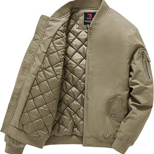 Vestes bomber décontractées pour hommes de haute qualité, vente en gros, coupe-vent d'hiver, 100% polyester/coton, personnalisables, couleur unie - Product Image 1