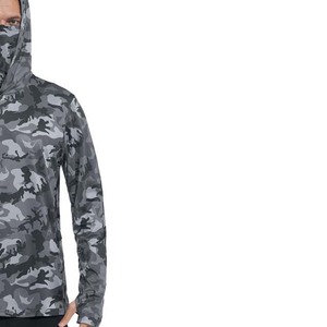 Men's Long Sleeve Hooded Camouflage 100% Polyester Fishing Shirt Outdoor Sport Top - Product Image 2