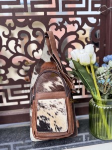 Sac à bandoulière élégant en cuir de vachette à poils, avec fermeture éclair, tendance, sac de voyage, facile à transporter, ceinture porte-monnaie, multi-usages - Product Image 1