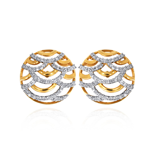 Pendientes de Oro Amarillo de 14K con Círculo Abierto y Diamantes Cultivados en Laboratorio de Corte Redondo, Joyería Fina Moderna, Proveedor Mayorista - Product Image 1